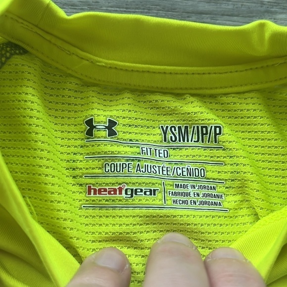 Under Armour Guts Glory Game Neon Yellow and Blue Shirt Size YSM - Picture 3 of 4